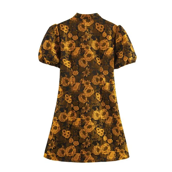 Dress Women's Printed Slim Fit and Casual Design, Niche Bubble Sleeves photo-4