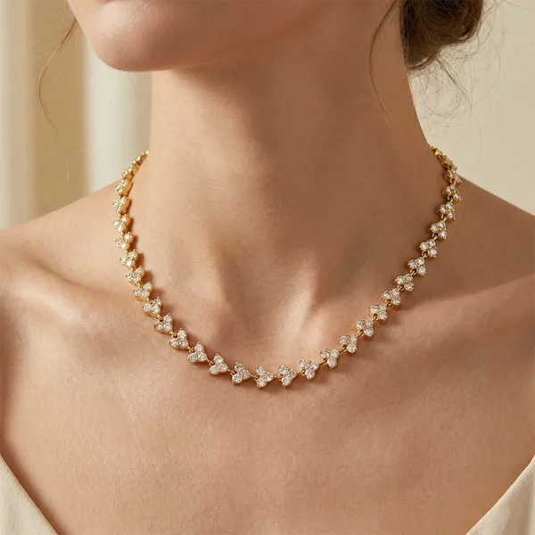 Lover Valentine's Day Gift Sparking Bling Round Love Heart Cubic Zirconia Cz Tennis Choker Necklace For Women Girlfriend photo-2