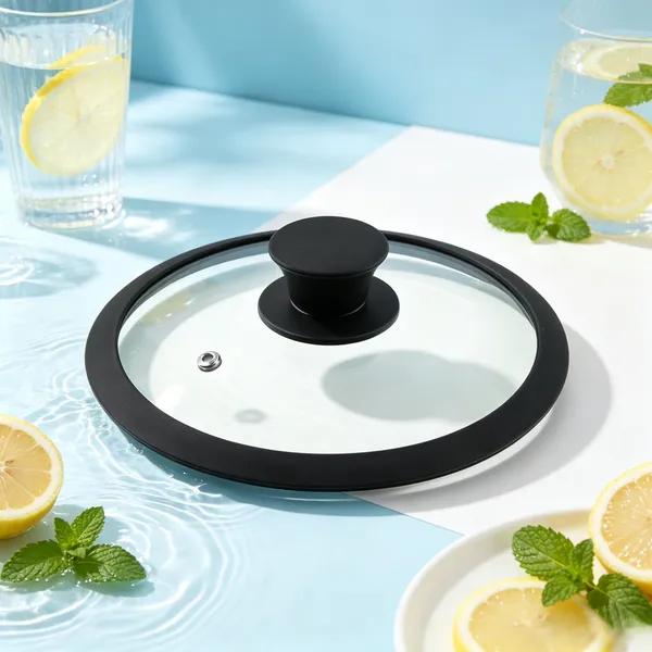 Food Grade BPA Free Silicone Glass Lid Manufacturer Custom Cookware Cover for Frying Pan Saucepan Stock Pot with Silicone Accessories