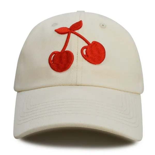 6 Panel Baumwolle Weiche Baseball Cap Maßgeschneidert 3D Stickerei Kirsch Logo Vater Hüte Verstellbar Weiche Vater Cap