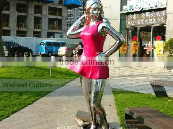 Woman Shaped Metal Stainless Steel Statue photo-2
