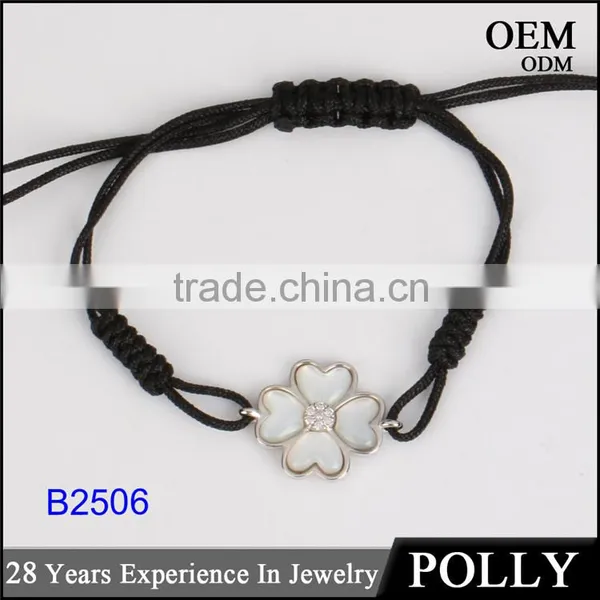 Lovely Cute 925 Sterling Silver Fabric Bracelet Shell Women Bracelet photo-4