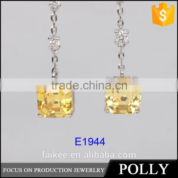 Wholesale High Quality Classic Yellow Sapphire Zircon Earrings photo-6