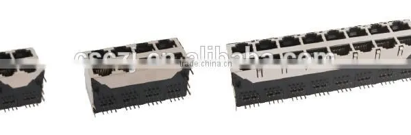 Shielded Double Row 2*N Port RJ45 Network Connector
