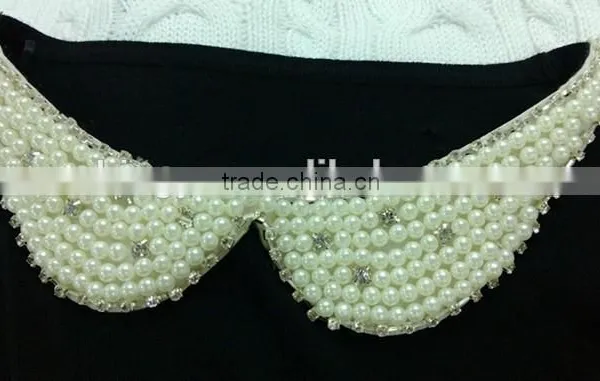 2014 Handmade Classic Style Pearl Beaded With Rhinestone Detachable Collar for Sweater -- H1412064 photo-3