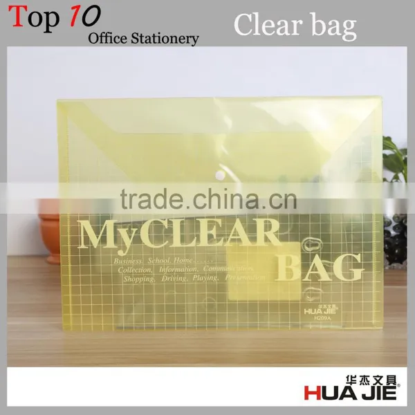 PP Office Stationery Plastic Transparent A4 Document Wallet With Button Lock photo-5