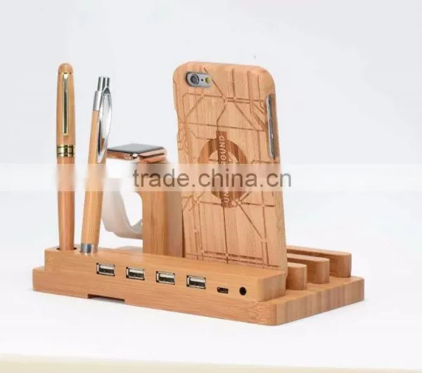 2016 New Arrival Luxury Bamboo Material Stand Holder for Apple Watch Iphone Ipad photo-2