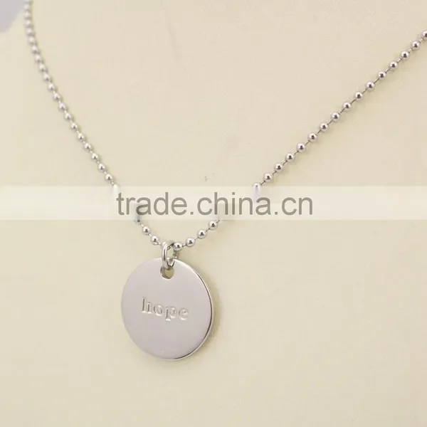 Fashion Jewellery Engraved Words Dream Hope Disk Pendant Jewelry Necklace photo-4