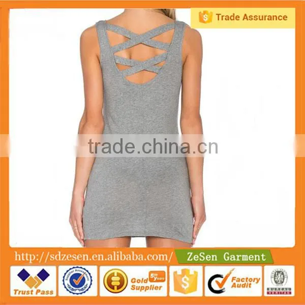 Hot Selling Ladies Gray Sleeveless Tank Mini Dresses Design photo-3