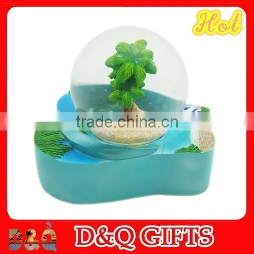 Polyresin Souvenir Snow Globe With Double Coconut Palm Tree Inside photo-3