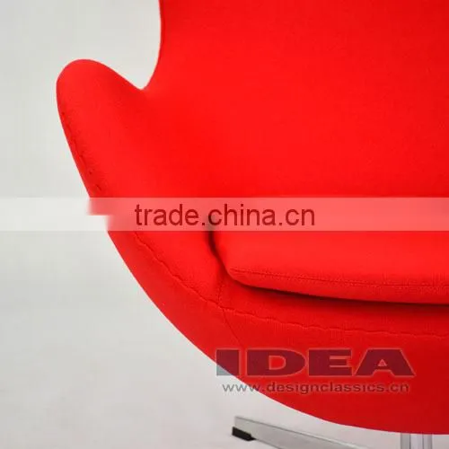 Replica Arne Jacobsen Egg Chair - Red Wool Fabric - Polished Aluminum Base photo-4