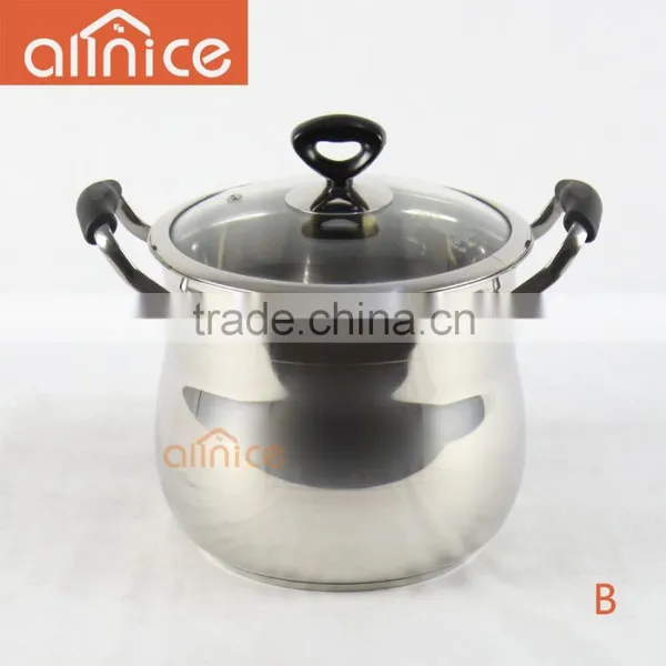 NEW Belly Shape 22cm Stainless Steel Hot Pot With Glass Lid and Bakelite Handle With Capacity 8 QT Stew Pot photo-2