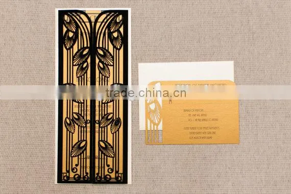 2016 Newmengxing Art Deco Wedding Invitation, Laser Cut Art Deco Motif, Unique Wedding Invitation, Modern Invite photo-2