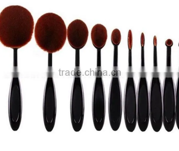 10 PCS Oval Makeup Brushes Set Synthetic Hair Professional / Full Coverage Plastic Face / Eye / Lip MAKE-UP FOR YOU 10 PCS O photo-5