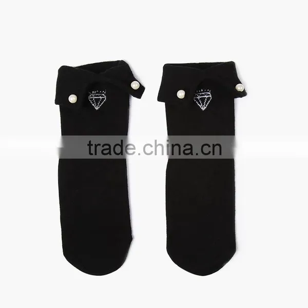 Plain Solid Japanese Student Socks With a Button photo-2