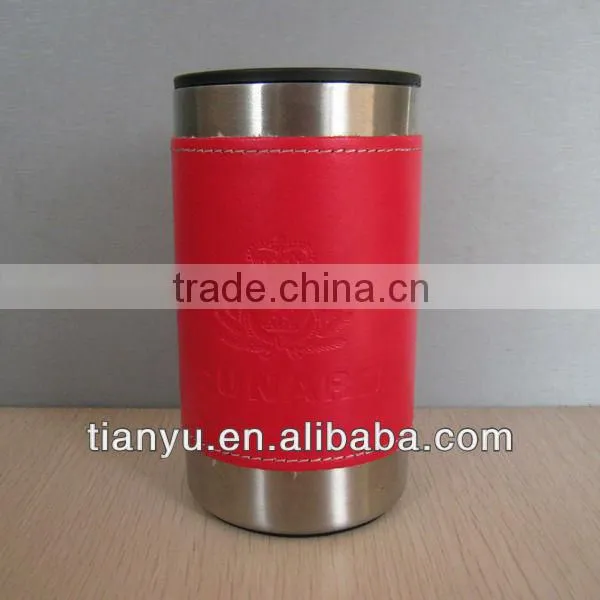 Classic Double Wall Stainless Steel Coffee Mug 280ml With PU Sleeve