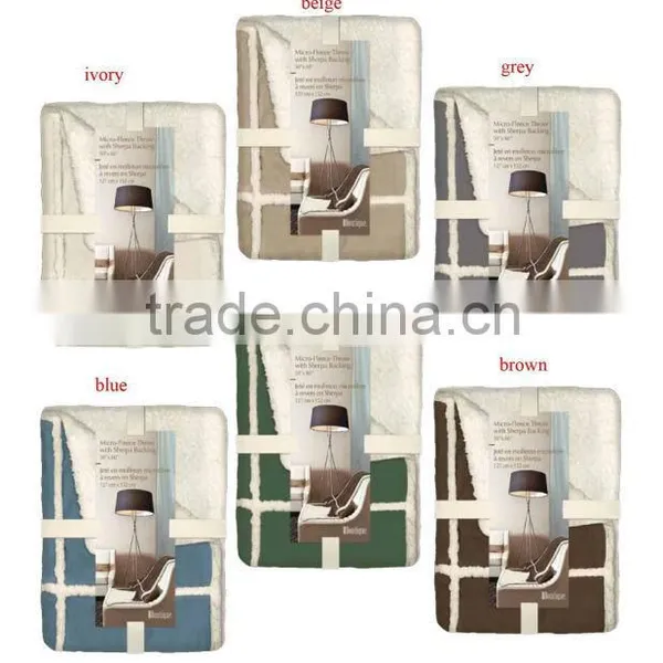 100% Polyester Knit Solid Micro Fleece With Sherpa Throw