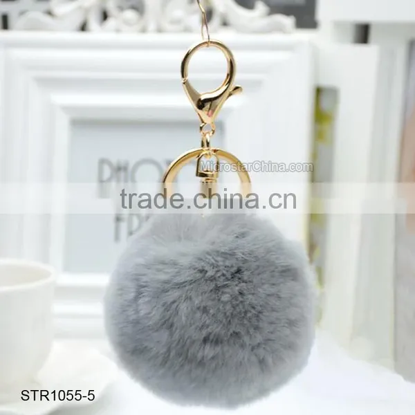 20 Colors 8cm Genuine Rex Rabbit Fur Ball Pom Pom Keychain Fur Ball Keychain photo-6