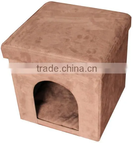 Suede Foldable Storage Ottoman