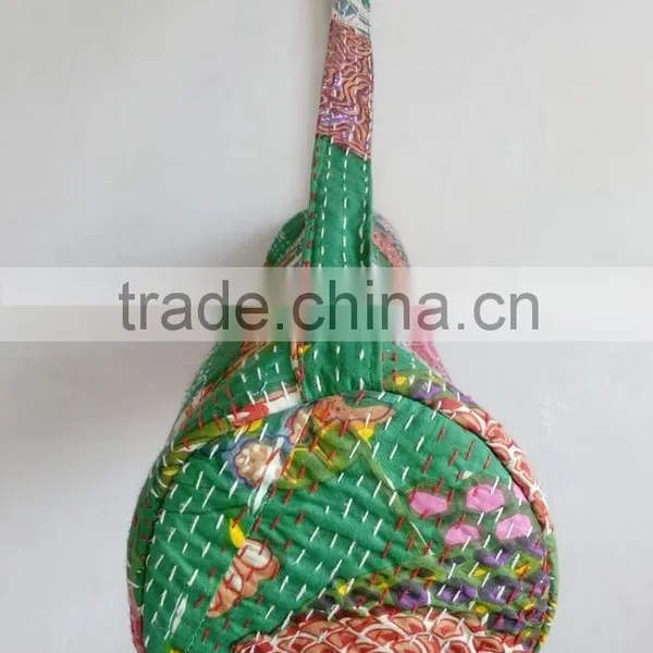 Satchel Shoulder Bag Hippie Embroidery Yoga Bag Kantha Yoga Bag Unisex Shoulder Bag Traditional Yoga Mat Bag Indian Ethnic Bag photo-3