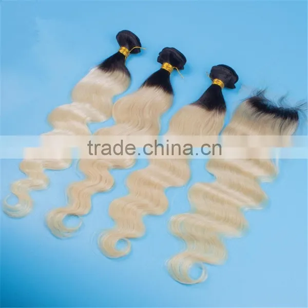 Hair Supplier Ombre Hair Extension Lace Closure Brazilian Hair Body Wave photo-3