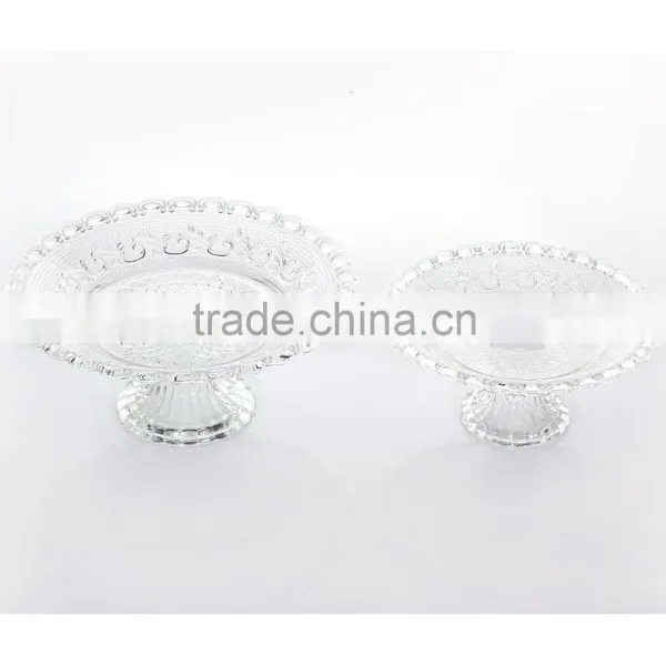 Best Seller Embossed Pattern Clear Glass Plate With Stand Glass Kitchenware photo-2