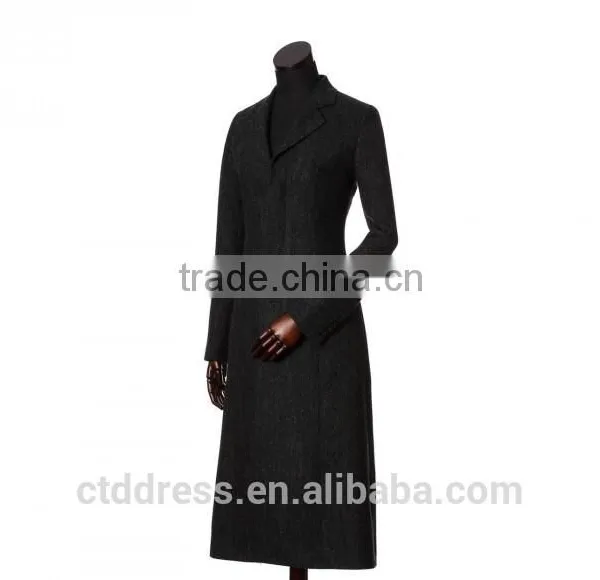 2015 New Style 100% Cashmere Black Coat 2015 Women Fashion Clothing photo-2