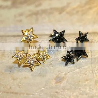 Hot New Product For 2015 Sterling Silver Star Ear Jackets, 925 Silver Star Double Side Stud Earring