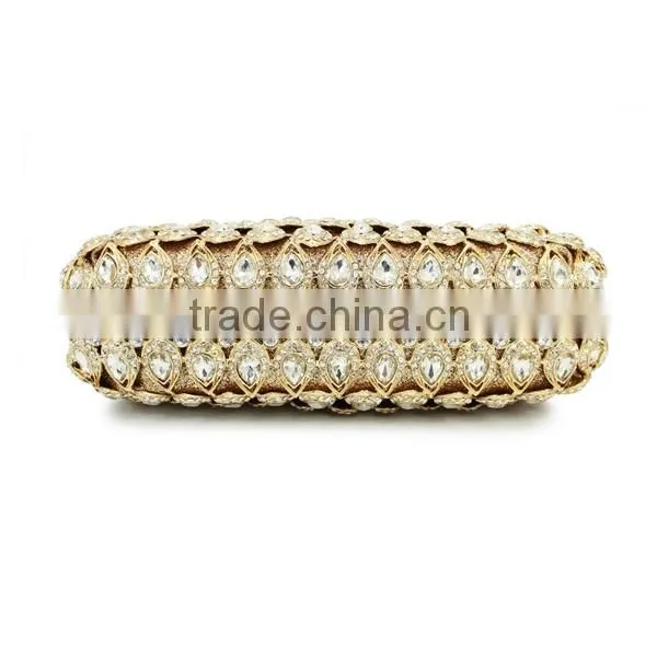 Hard Top Handle Gold Rhinestone Evening Clutch Bags Crystal Evening Purse Stone Party Handbag Purse (8760A-GS) photo-4