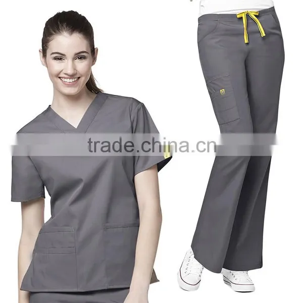 China Manufacturer TC Medical Uniform Scrub Top Sale / PolyCotton Medical Scrubs, Nursing Scrubs OEM Scrub Sets, photo-2