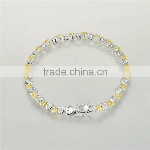 925 Sterling Silver Yellow CZ Infinity Heart Bracelet Wholesale BR005 photo-2