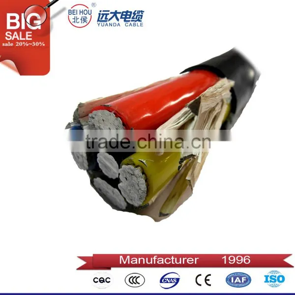 5 Core Copper Conductor XLPE Insulated Electrical Cable for Rated Voltage 0.6/1kv