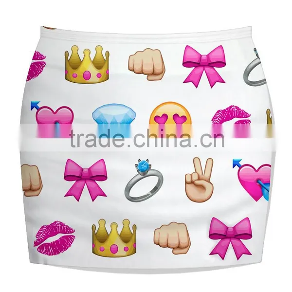 2015 Women Mini Skirt Emoji Sublimation Printing Pencil Skirt N20-5 photo-2