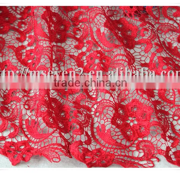 New Design Embroidered Pattern Red Polyester African Lace Fabrics for Dress photo-3