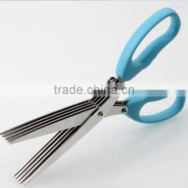 CY145 Herb Scissors Stainless Steel,Multipurpose Kitchen Shear With 5 Blades With Cleaning Brush photo-4