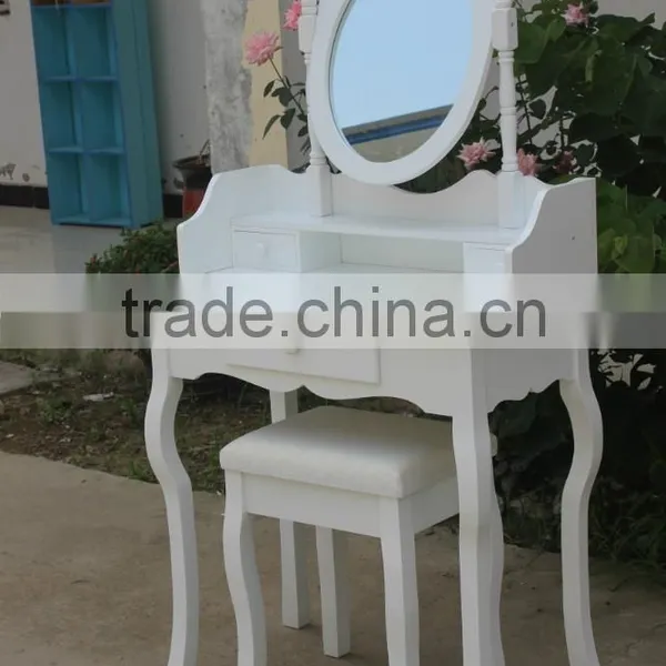 Modern Style White Wooden Dressing Table With Stool and Mirror? K/D Dresser photo-2