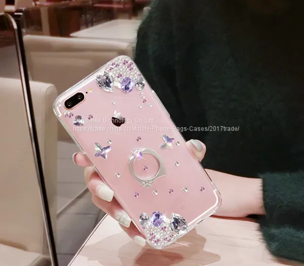 Silicone Cell Phone Case Diamond Mobile Phone Cases for IPhone7/7Plus/6/6s/6plus/6splus Tpu Soft Case With Ring Holder photo-4
