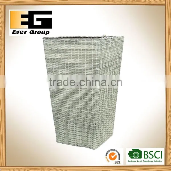 Large Hand Woven Plastic Rattan Indoor Decorative Flower Planter photo-2