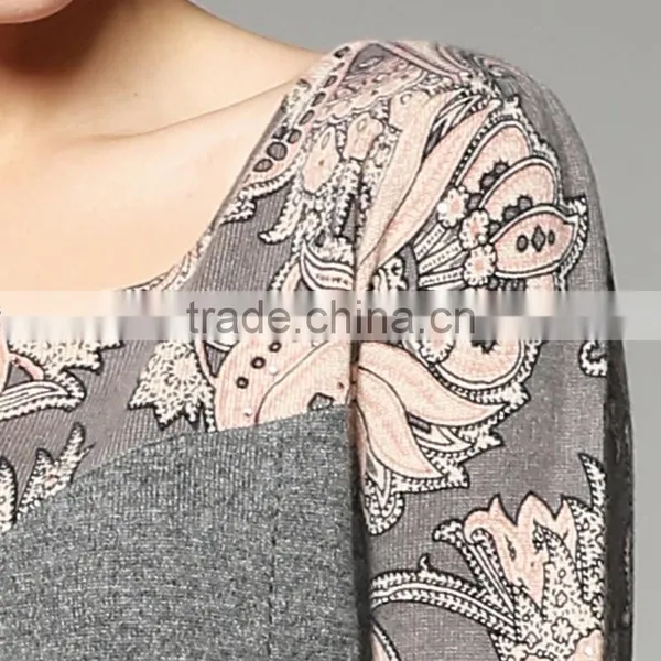KNITTED WOMEN LONG SLEEVE ROUND NECK BASIC PRINT PULLOVER photo-4
