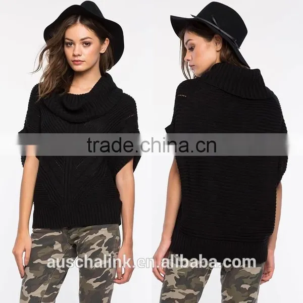 Best Selling Black Cable Cowl Neck Women Sweater Wholesale photo-6