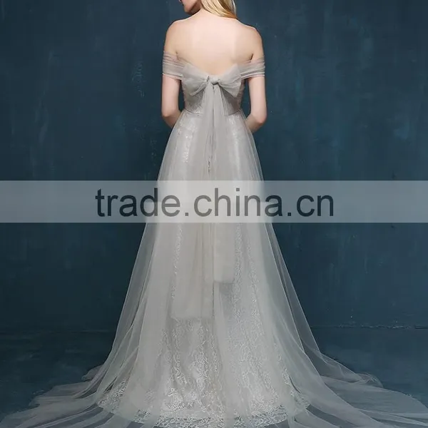 MGOO Long Grey Evening Dresses 2016 New Custom Prom Criss Cross Wonderland Tulle Party Dresses 2253 photo-2