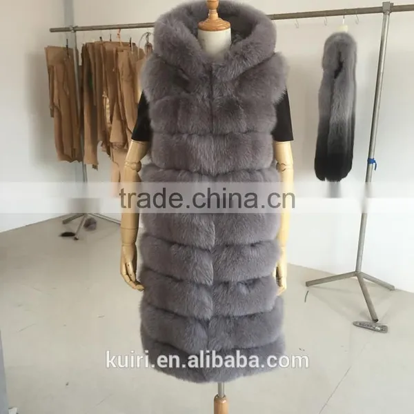 Real Fox Fur Vest Women 2015 Winter New Fashion Slims Medium Long Genuine Natural Mink Fur Vests Female Casacos Mex Fur Poncho photo-4