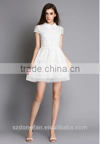Summer Women Floral Lace Crochet Boho Hippie Mini Dress photo-2