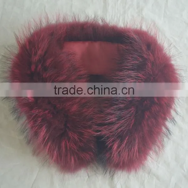 Myfur Customized Size and Color Wine Raccoon Fur Made Parka Hooded Collar photo-2