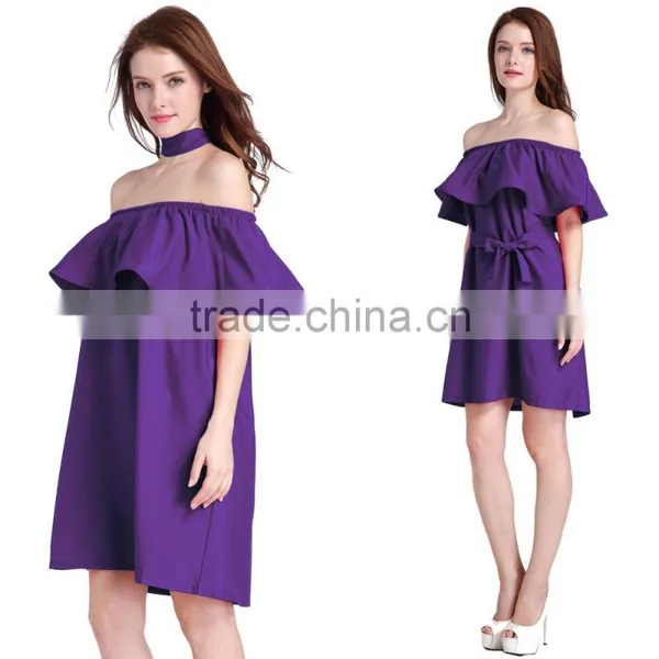 New Fashion Off-shoulder Ruffled Neckline Dress Body Con Party Dress For Wholesale 2017 photo-3