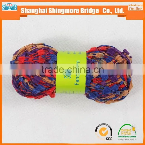 China Knitting Yarn Supplier Hot Wholesale Oeko-tex Standard Quality 100 Polyester Spun Ladder Yarn for Knitting Scarf photo-4