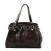 Black Ladies Leather Business Bags Antique Brass Hardware , Office Handbags for Women