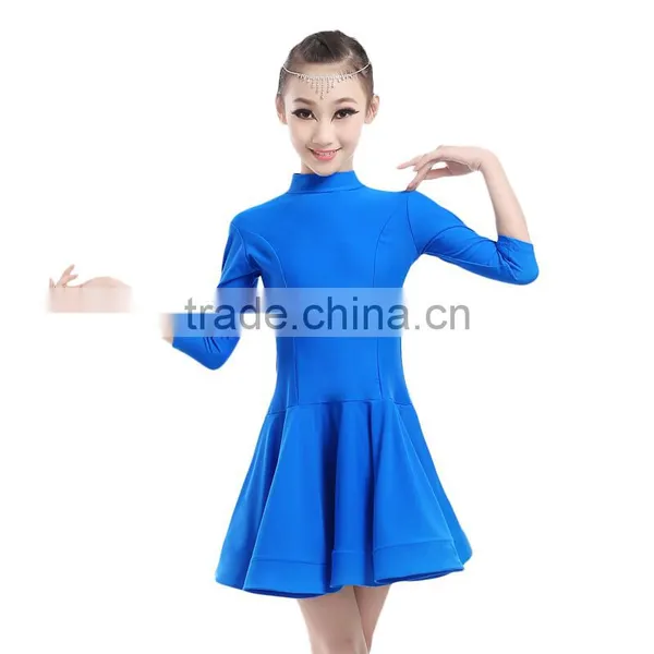 New Children Latin Dancewear Costumes Matt Pure Color Smooth Material Performance Dress Rumba Latin Clothing For Girls photo-3