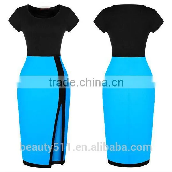 Ladies Formal Elegant Fitting Sexy Short Sleeve Splicing a Hip Dress and a Short Short-sleeved Pencil Skirt PS02 photo-3