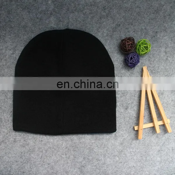 Men Winter Hats Knitting Black Beanie Hat photo-2